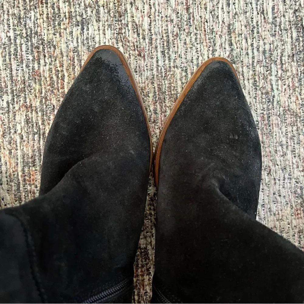 Free People Banks Suede‎ Over The Knee Boots in Black, Size 6.5 (EU 37) NWOB